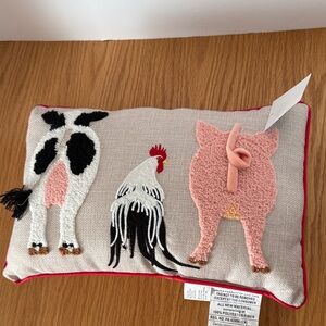 Hobby Lobby Pink, Black, White Farm Animal Rear-View Accent Pillow